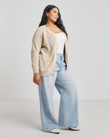 Simply Be Stone Cotton Boyfriend Cardigan