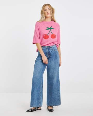 Cherry Placement Print Knitted T-Shirt