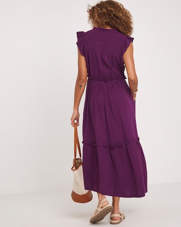 Cheesecloth Smock Dress With Shirred Back