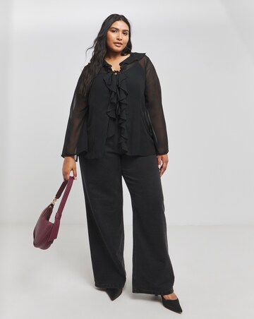 Tie Front Ruffle Georgette Blouse
