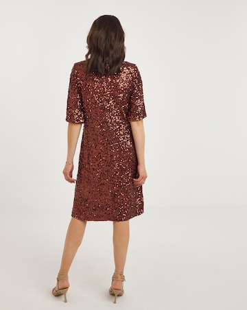 Joanna Hope Copper Sequin T-Shirt Dress