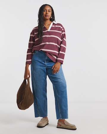 Burgundy & Pink Stripe Long Sleeve Rugby Top