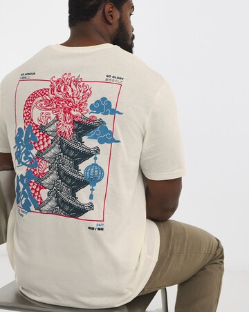 Jack & Jones Dragon Oriental Back Graphic T-Shirt - Cream