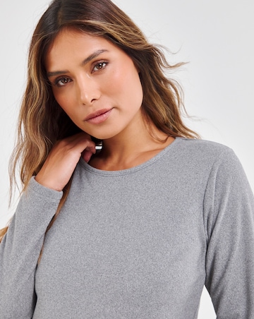 Pretty Secrets Thermal Brushed Fleece Long Sleeve Top - Grey