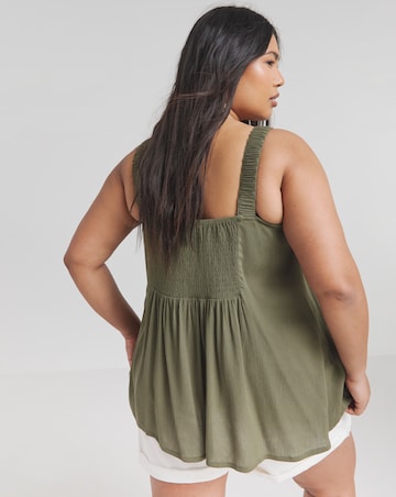 Simply Be Khaki Crinkle Ruched Strap Cami
