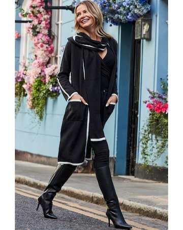 Sosandar Scarf Tipped Midi Cardigan