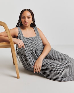 Simply Be Black and White Gingham Textured Sundress