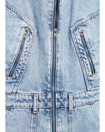 Mango One-Piece Denim Zipper Jumpsuit