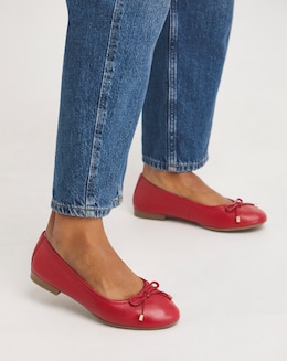 Talia Leather Ballerina Shoes - Wide Fit (E)