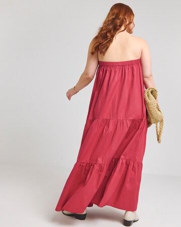 Native Youth Red Bandeau Tiered Maxi Dress