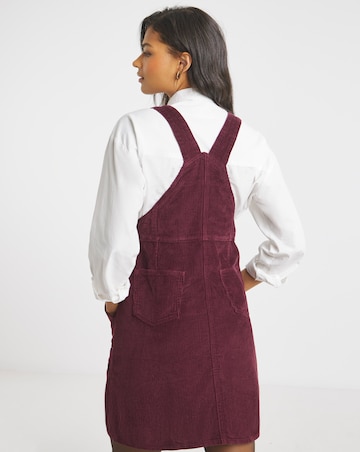 Simply Be Burgundy Cord Mini Dungaree Dress