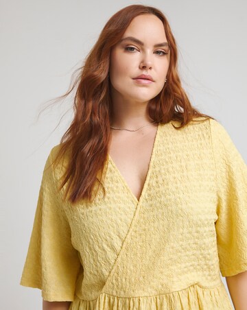 Simply Be Pale Yellow Textured Jersey Wrap Top