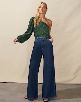 Ro&Zo Sparkle One Shoulder Top