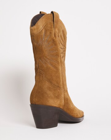 Maeve Suede Embroidered Western Cowboy Boots Ex Wide Fit Standard Calf