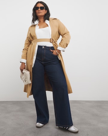 Indigo Contrast Stitch Wide Leg Jeans