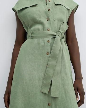 Mango Linen Tie Waist Dress