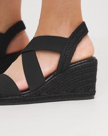 Kelly Elastic Cross Strap Wedge Espadrille Sandals Wide E Fit