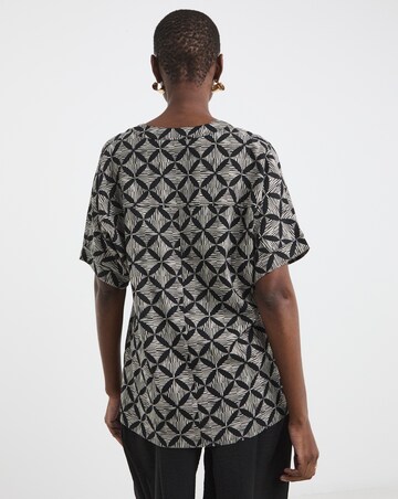 Printed Linen Mix Tunic Top