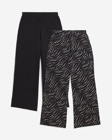 2 Pack Black/Printed Wide Leg Trousers