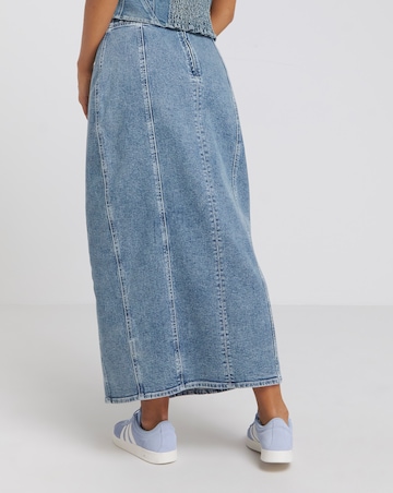 Simply Be Y2K Dark Wash Seamed Detail Denim Maxi Skirt Coord