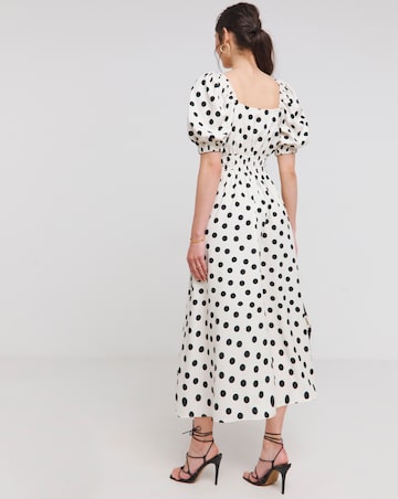Flounce London Ivory Crepe Spotted Midaxi Dress