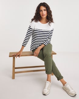 Stripe 3/4 Length Sleeve T-Shirt