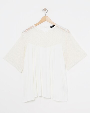 White Lace Panel Angel Sleeve Top