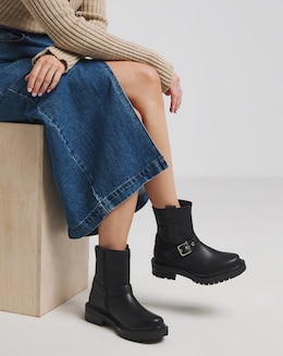 Vada Classic Multi Buckle Biker Boots Wide E Fit