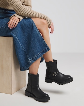 Vada Classic Multi Buckle Biker Boots Wide E Fit