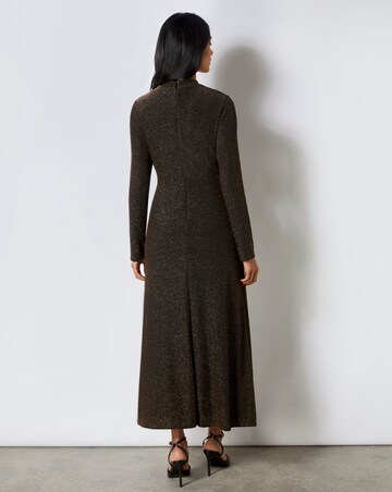 Ro&Zo Zara Gold Sparkle Jersey Keyhole Front Dress