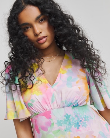 Twisted Wunder Pastel Flower Ciffon Frill Hem Maxi Dress