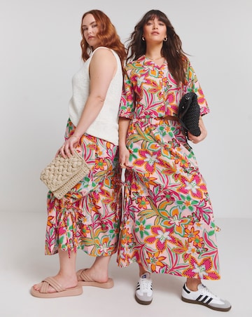 Native Youth Botanical Elasticated Waist Midaxi Skirt