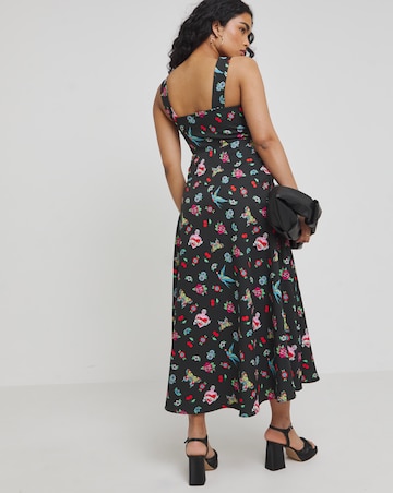 Twisted Wunder Black Tattoo 50's Bow Detail Swing Maxi Dress