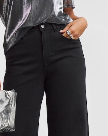 Black Cosy Finish Wide Leg Jeans