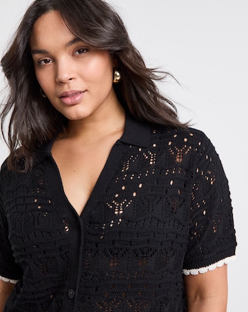 Simply Be Pointelle Collared Knit Top