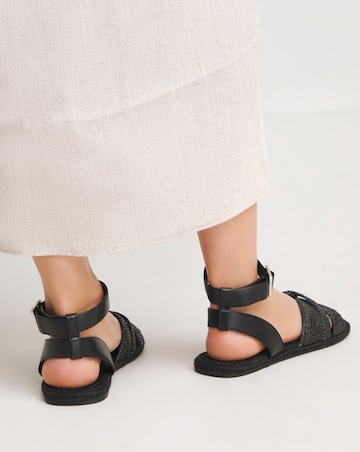 Ivy Raffia Two Part Flat Sandals Wide E Fit
