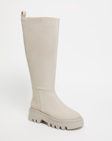 Ronda Chunky Cleated Knee High Boots Ex Wide Fit Standard Calf