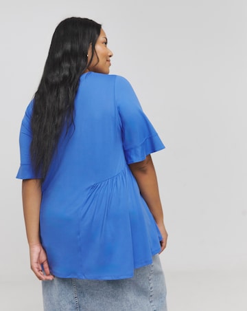 Blue Supersoft V Neck Smock Top