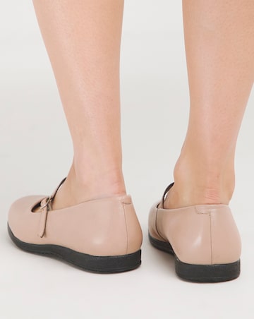 Heavenly Soles Annette Mary Jane Flat Leather Ballerina - Wide Fit (E)