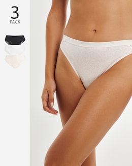 Pretty Secrets (3 Pack) Harper Lace Rib Midi Brazilian Knickers