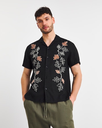 Cuban Collar Embroidery Shirt