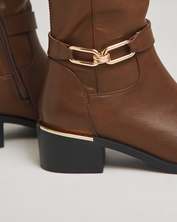 Heavenly Soles Ledger Knee Boots With Trim - Extra Wide Fit (EEE) & Curvy Calf