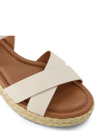 Dune London Linnie Leather Cross Strap Wedge Sandals E Fit
