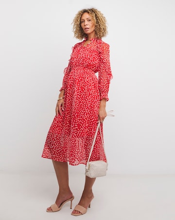 French Connection Billi Hallie Crinkle Frill Midi Dress