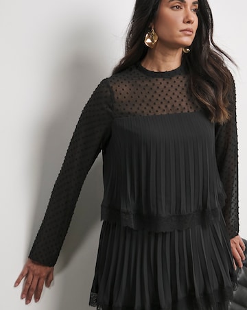 Joanna Hope Tiered Shift Dress With Lace Trim