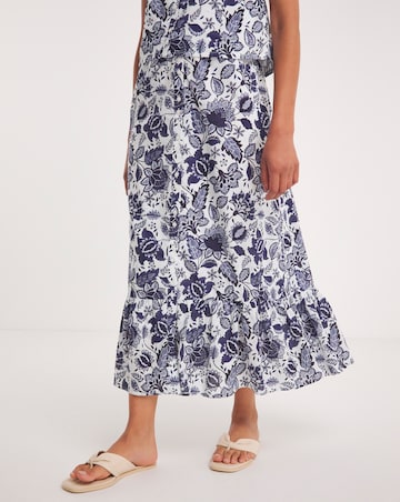 Anise Navy Print Tiered Co-Ord Maxi Skirt