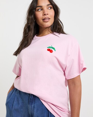 Simply Be Cherry Embroidered T-Shirt