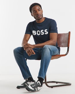 BOSS Short Sleeve Large Logo T-Shirt - Navy