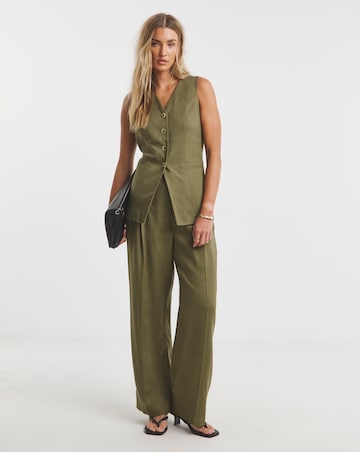 Simply Be Khaki Linen Blend Wide Leg Co-ord Trousers