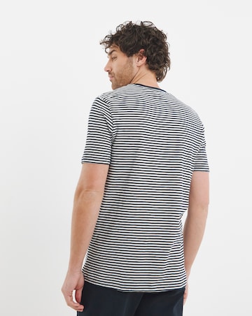 Lyle & Scott Short Sleeve Linen Blend Stripe T-Shirt - Navy/White